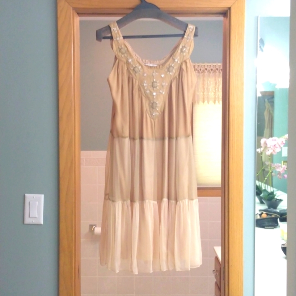 BLANK LONDON GORGEOUS A-LINE EMBELLISHED CREAM DRESS